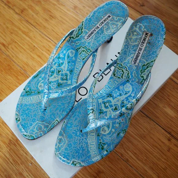 サンダル・ミュール MANOLO BLAHNIK Blue Satin Elhob Sandals Manolo Blahnik Blue Satin Elhob Sandals | eBay